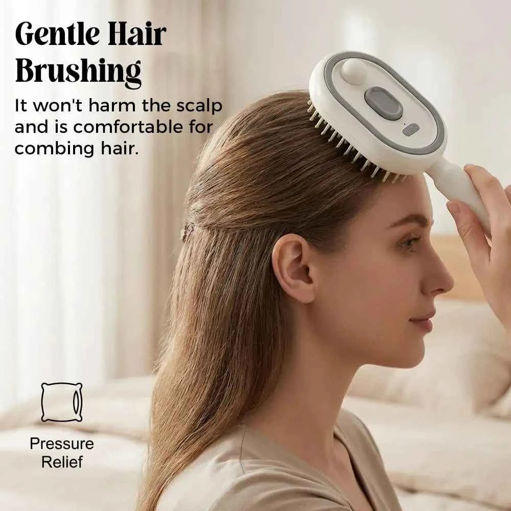 3-in-1 Electric Spray Air Cushion Massage Comb & Hair Brush Misting Hair Brush Anti Frizz Brush Suitable for Frizzy Hair Care, Retractable Mist Spray Device with Scalp Massager for, Hydration for Dryness, for & Travel Use for (No)