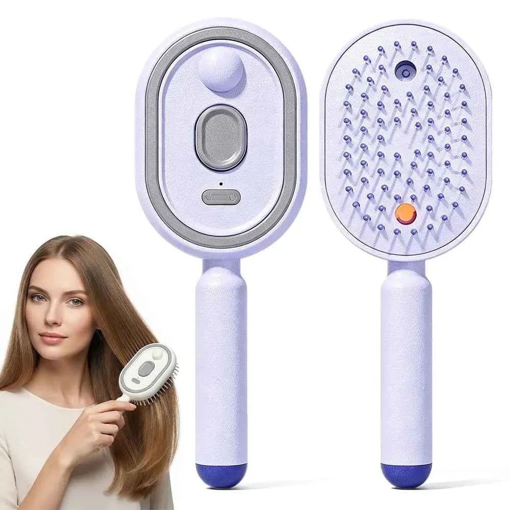 3-in-1 Electric Spray Air Cushion Massage Comb & Hair Brush Misting Hair Brush Anti Frizz Brush Suitable for Frizzy Hair Care, Retractable Mist Spray Device with Scalp Massager for, Hydration for Dryness, for & Travel Use for (No)