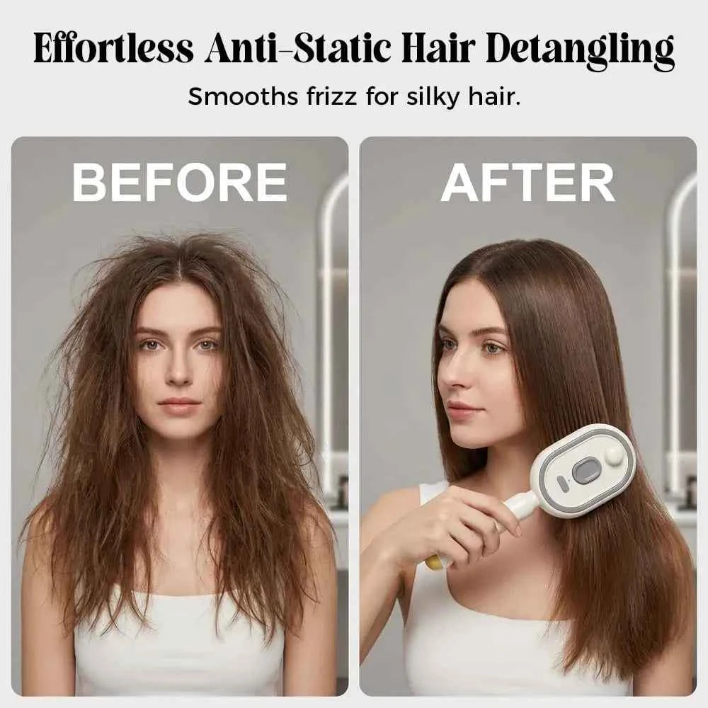 3-in-1 Electric Spray Air Cushion Massage Comb & Hair Brush Misting Hair Brush Anti Frizz Brush Suitable for Frizzy Hair Care, Retractable Mist Spray Device with Scalp Massager for, Hydration for Dryness, for & Travel Use for (No)