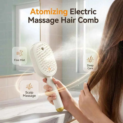 3-in-1 Electric Spray Air Cushion Massage Comb & Hair Brush Misting Hair Brush Anti Frizz Brush Suitable for Frizzy Hair Care, Retractable Mist Spray Device with Scalp Massager for, Hydration for Dryness, for & Travel Use for (No)