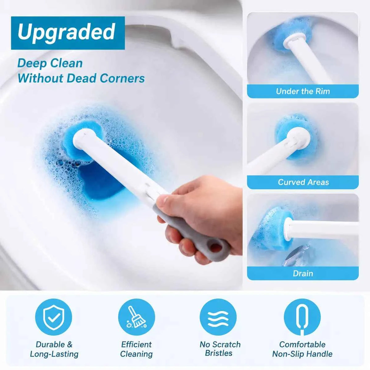 Disposable Toilet Brush Kit Set, 36 Disinfecting Refills with Plastic Bristles, Wall-Mountable Extended Handle, Hygienic Bathroom Cleaning Tool for Household Maintenance (Toilet Brush+36 Refills), Toilet Cleaner