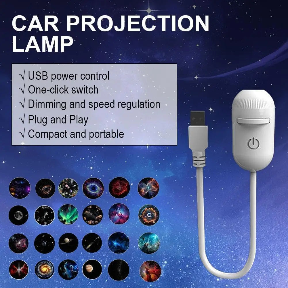  USB Starry Sky Projector Night Light 2 in 1 Galaxy Star Projector Lamp with HD Slides Portable for Bedroom Car Ceiling Decor
