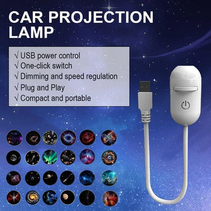  USB Starry Sky Projector Night Light 2 in 1 Galaxy Star Projector Lamp with HD Slides Portable for Bedroom Car Ceiling Decor