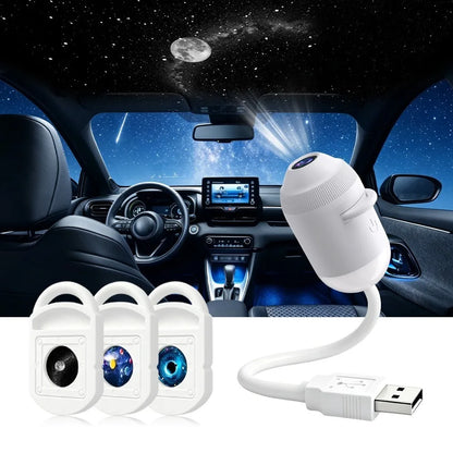  USB Starry Sky Projector Night Light 2 in 1 Galaxy Star Projector Lamp with HD Slides Portable for Bedroom Car Ceiling Decor - Color: 3PCS-1SET