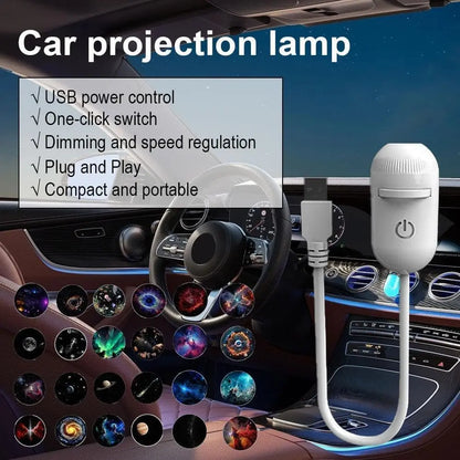  USB Starry Sky Projector Night Light 2 in 1 Galaxy Star Projector Lamp with HD Slides Portable for Bedroom Car Ceiling Decor