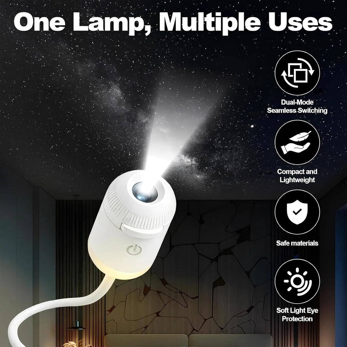  USB Starry Sky Projector Night Light 2 in 1 Galaxy Star Projector Lamp with HD Slides Portable for Bedroom Car Ceiling Decor