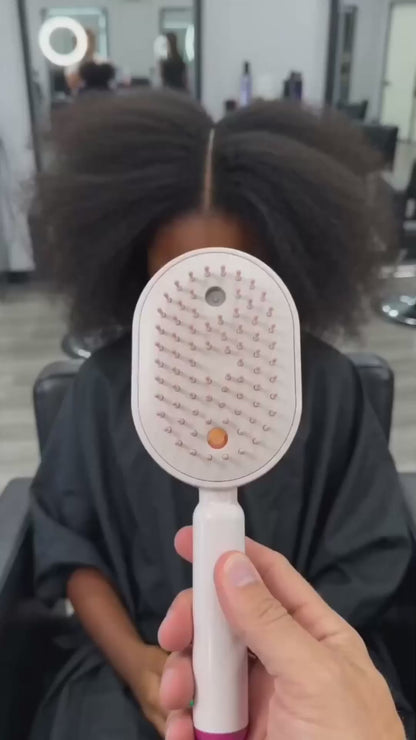 3-in-1 Electric Spray Air Cushion Massage Comb & Hair Brush Misting Hair Brush Anti Frizz Brush Suitable for Frizzy Hair Care, Retractable Mist Spray Device with Scalp Massager for, Hydration for Dryness, for & Travel Use for (No)